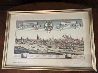 Framed Matthus Merian Nrnberg City View Print, Topographia Franconiae 1648