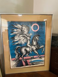 Signed Limited Edition Pegasus Lithograph Print, Framed Mythological Horse Artwork