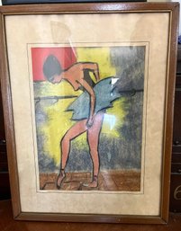 Vintage Framed Ballerina Art Print, 17.25 X 13 Inches