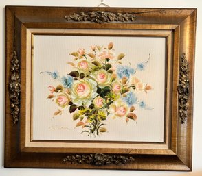 Edward Original Floral Oil Painting Framed Vintage Gold Frame 29' X 24'