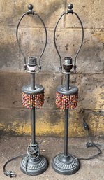 Pair Of Beaded Accent Table Lamp Bases