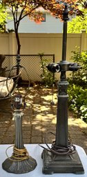 Lot Of 2 Vintage Bronze-Tone Metal Table Lamp Bases
