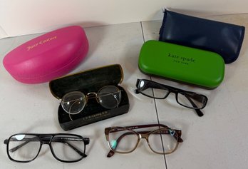 Juicy Couture JU222 Eyeglasses, Kate Spade Case, Broadway Collection & Vintage Wire Rim Glasses Lot