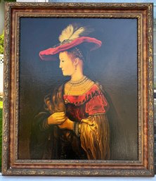 Antoine M. Solounias Original Oil Painting Reproduction Of Saskia Van Uylenburgh Framed Portrait