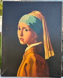 Antoine M. Solounias Original Oil Painting Reproduction Of Girl With A Pearl Earring After Vermeer