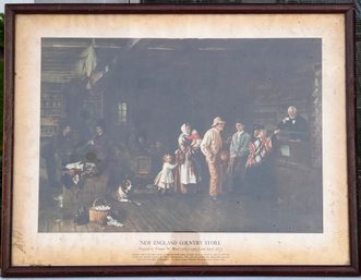 Vintage Framed New England Country Store Print After Thomas W. Wood