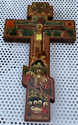 Antoine M. Solounias Hand Painted Orthodox Crucifix Icon Cross