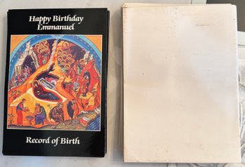 Antoine M. Solounias Happy Birthday Emmanuel Record Of Birth Icon Booklet W/ Envelopes