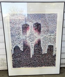 Large Framed Photo Mosaic Artwork, New York City Twin Towers Skyline Print