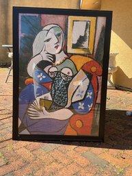 Framed Woman With Book After Pablo Picasso Art Print