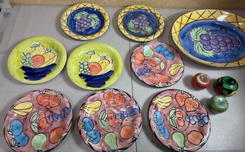 Miso Superstone Hand-Painted Italian Style Dinnerware & Trinket Box Lot- 12 Pieces