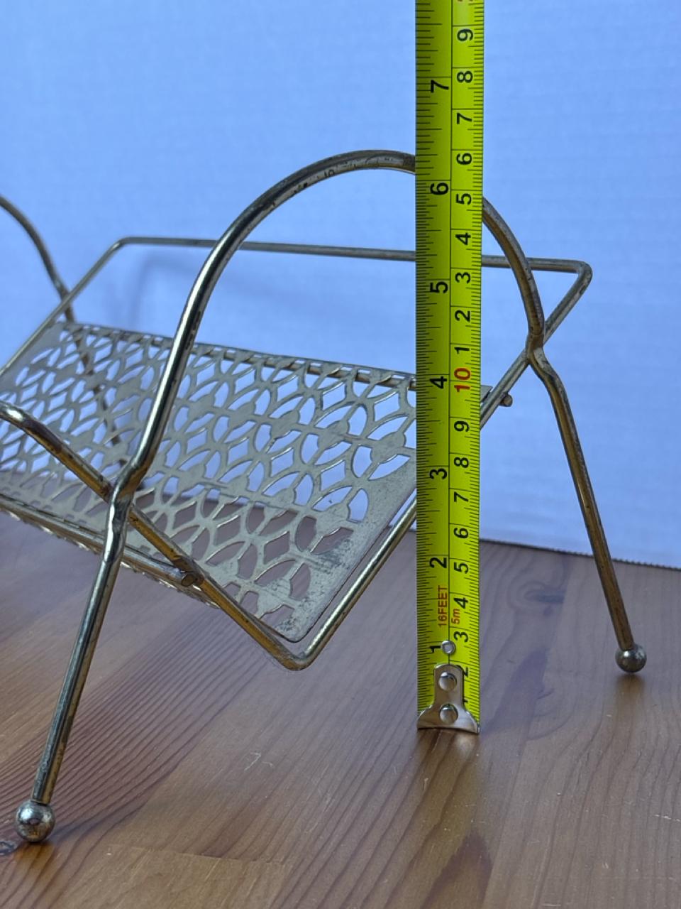 Vintage MCM Brass Toned Magazine Rack With Geometric Pattern (Kitchen ...