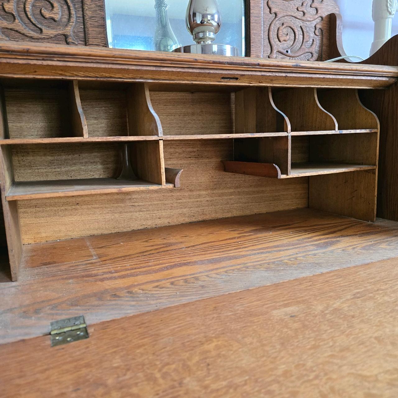 Vintage Oak Drop Front Secretary Desk (BR1) #129694 | Auctionninja.com