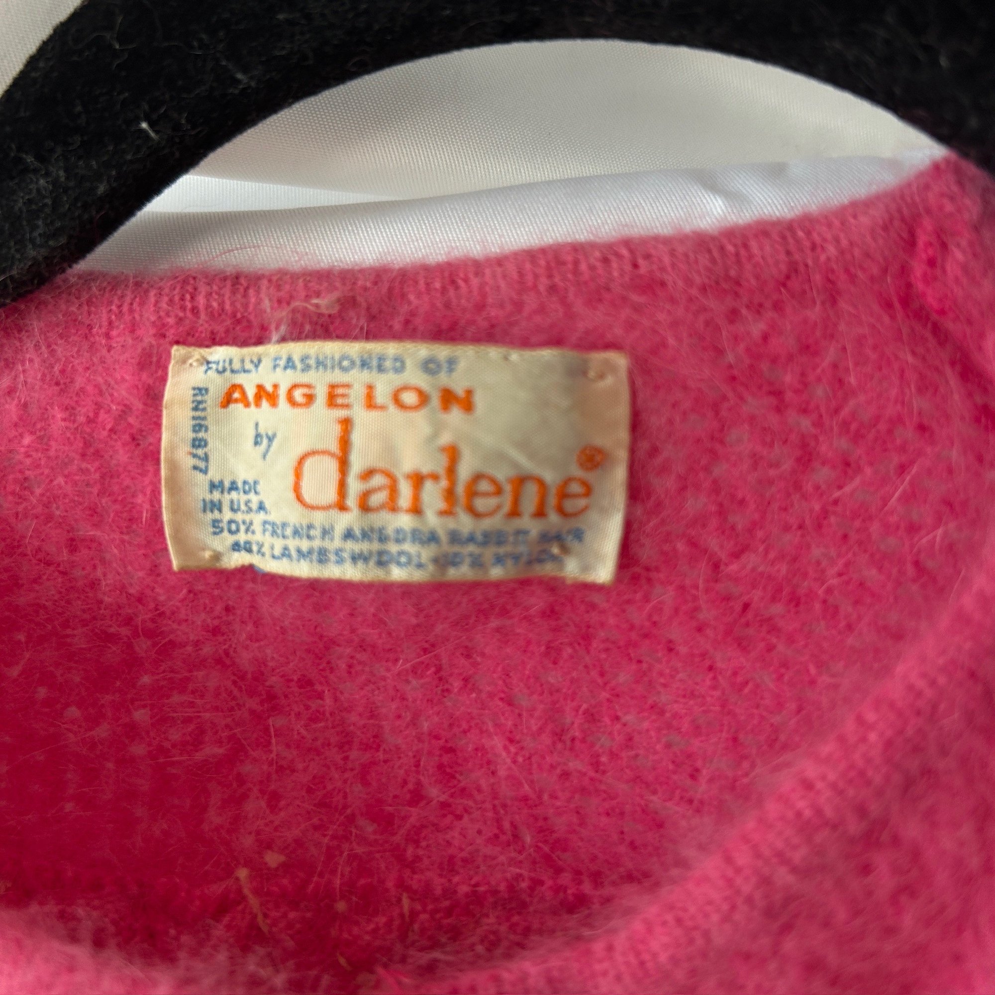 Ladies Vintage Pink Angora Rabbit Hair And Lambs Wool Button Sweater ...