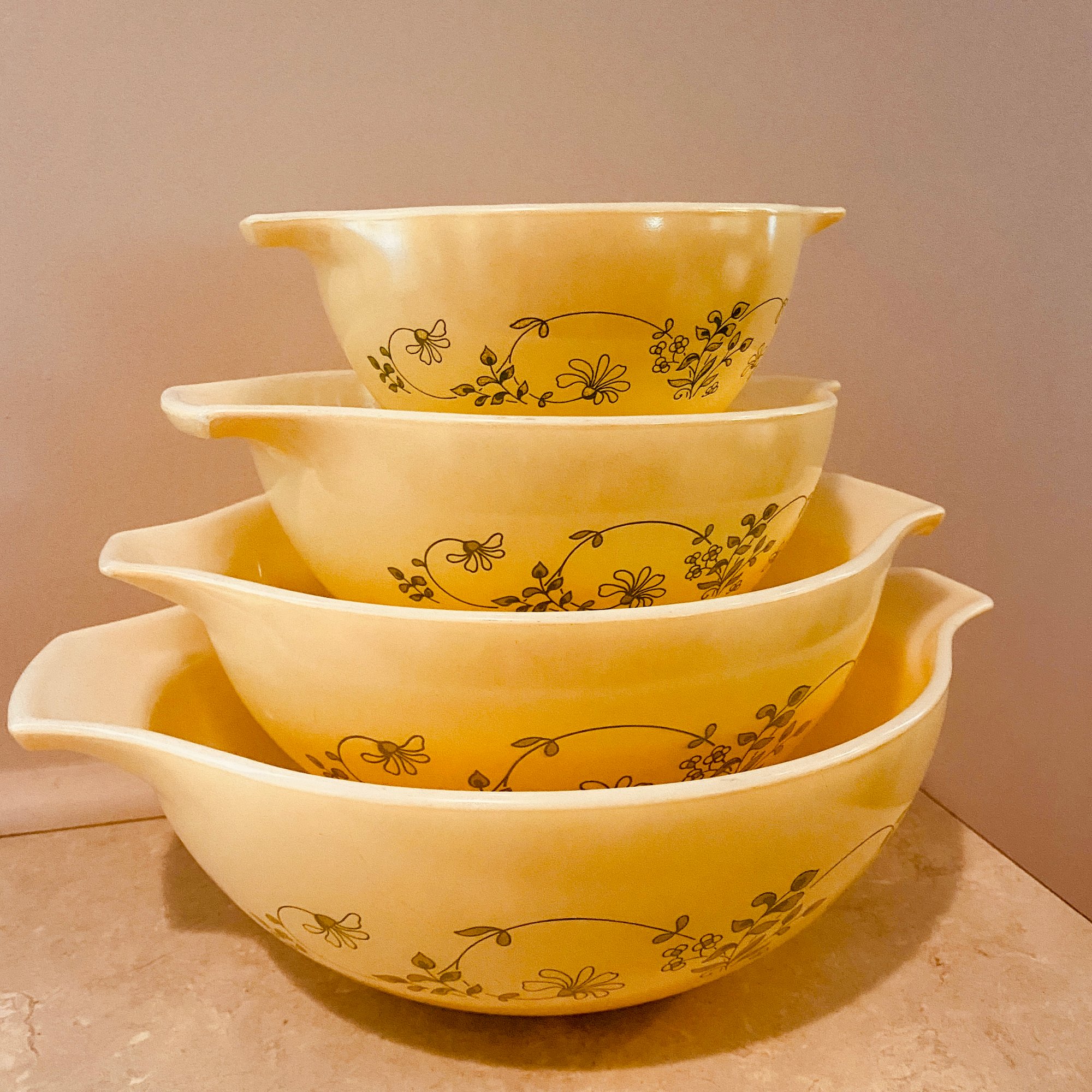 Auction Sunflower Pyrex Bowls Vintage Pyrex #444 Orange Yellow