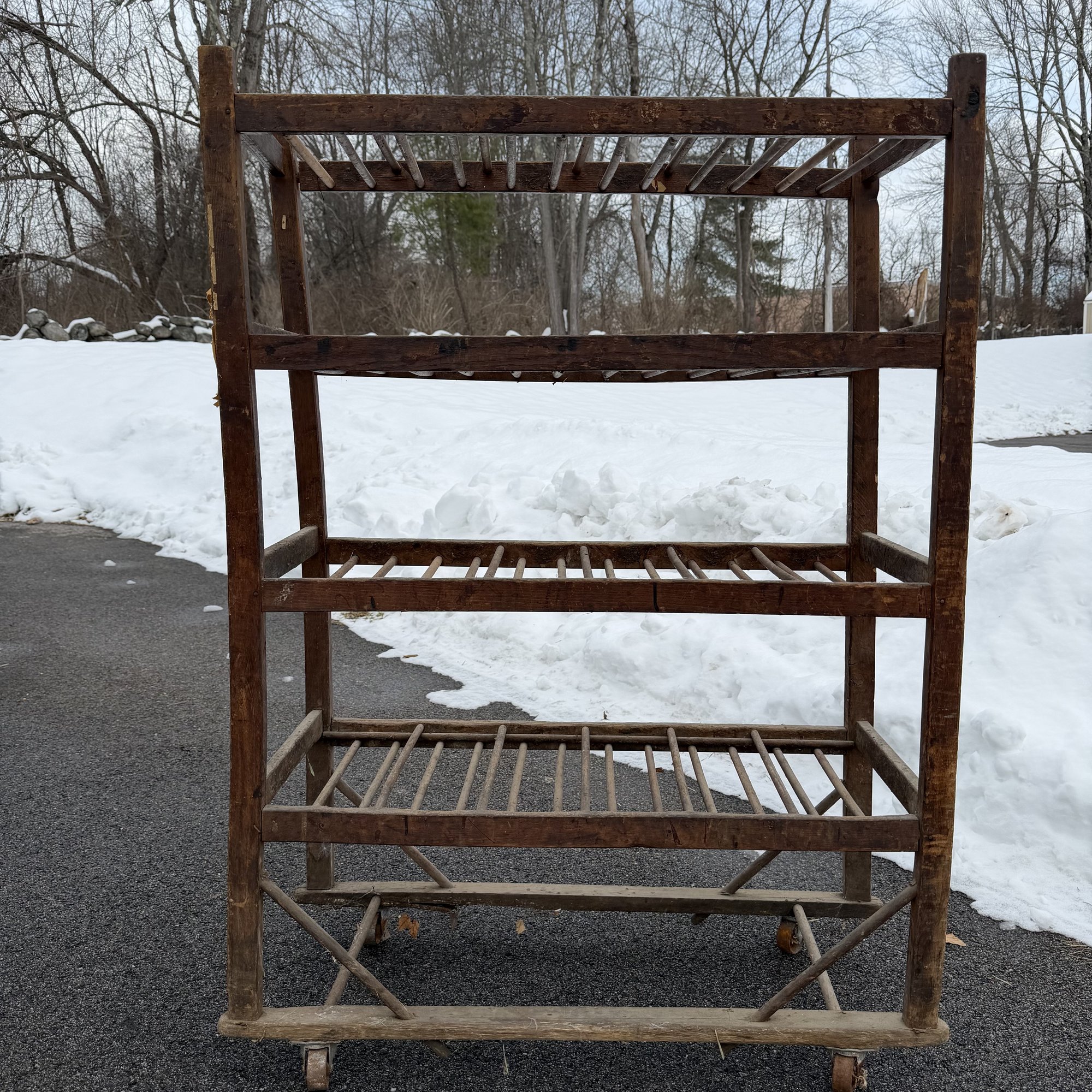 Factory Rack Frame Vintage Antique Rolling Bakery/Shoe Factory Rack On Wheels (Garage) #117164 ...