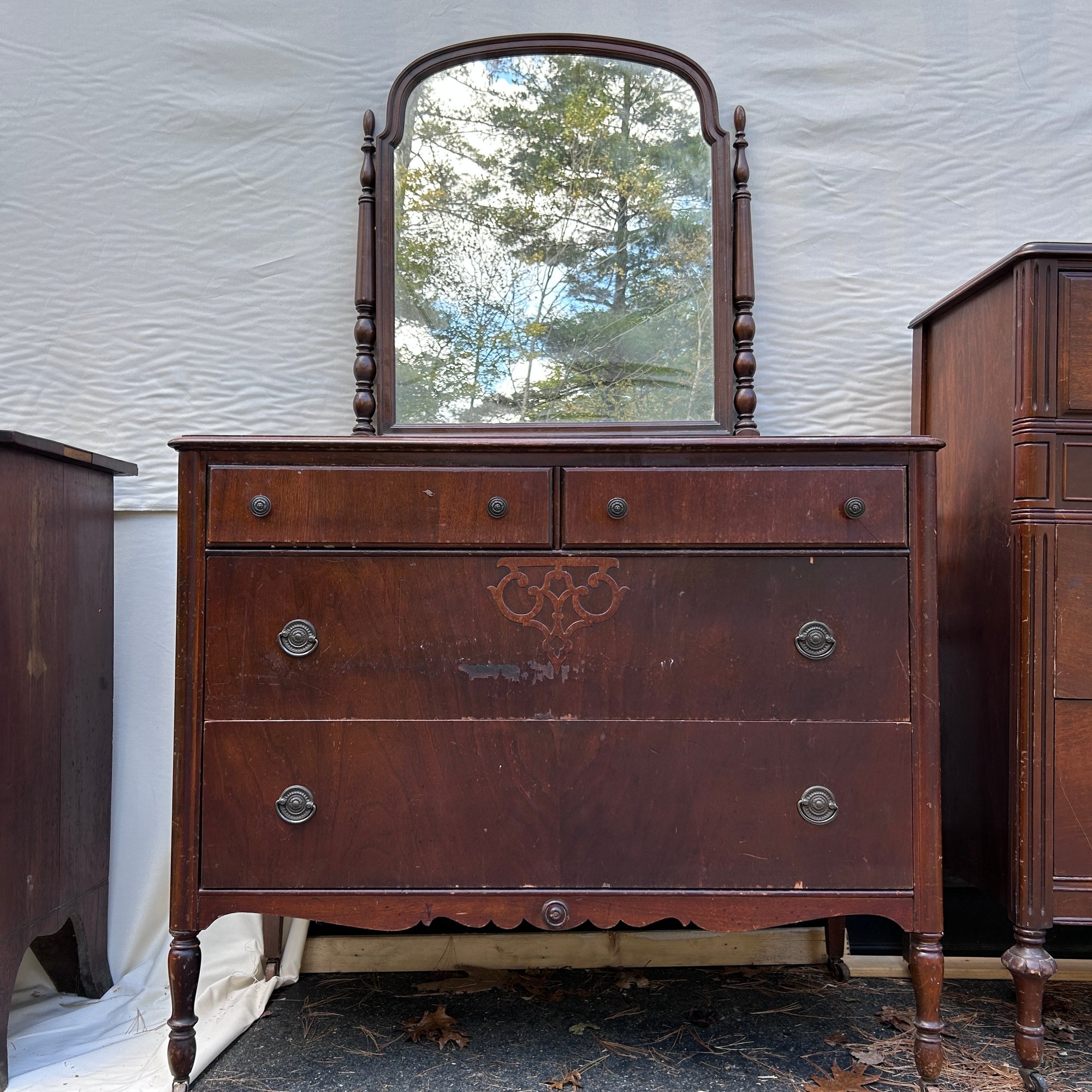 white christmas dresses Antique Victorian Walnut Mirrored Vanity Dresser