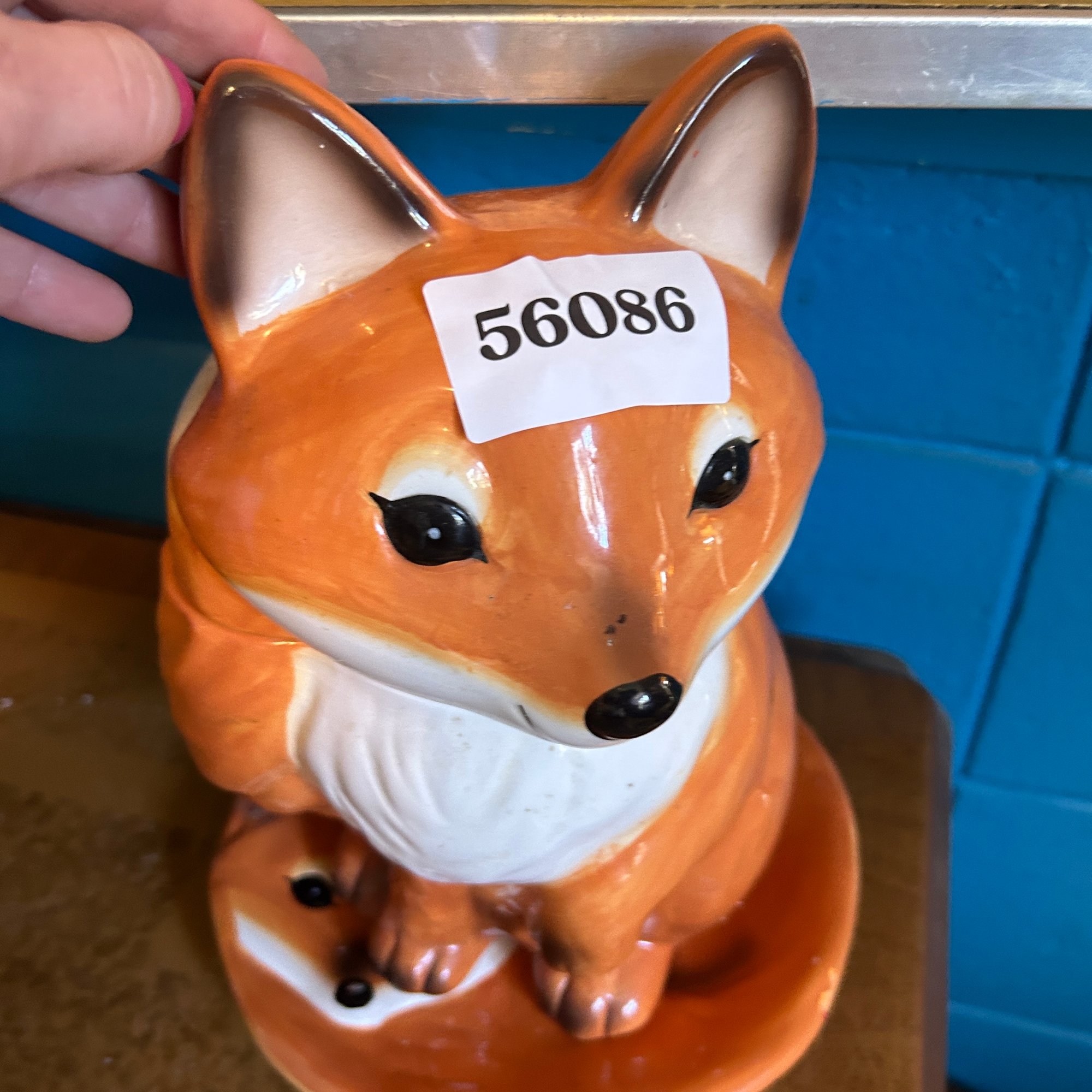 Ceramic Orange Fox Cookie Jar With Salt & Pepper Shakers (kitchen