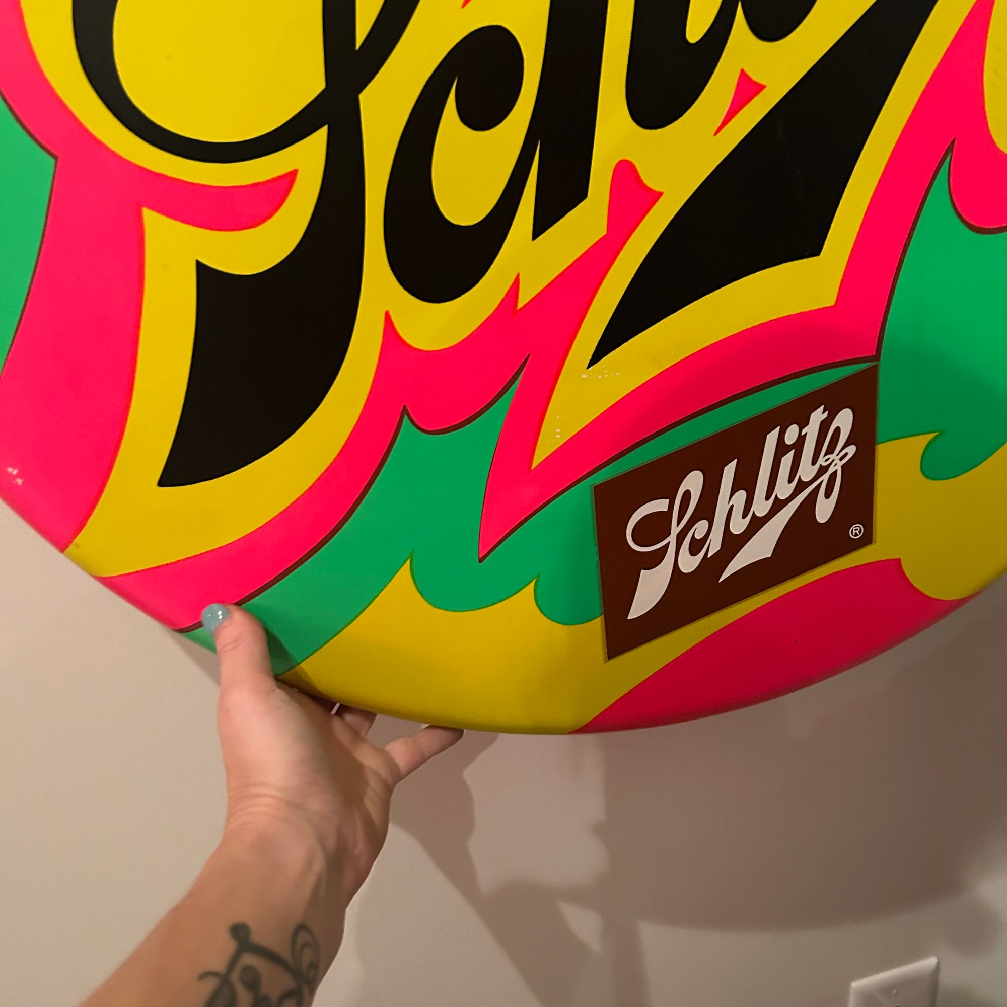 Wow! Rare Groovy Vintage SCHLITZ Beer Sign, 1970, 25