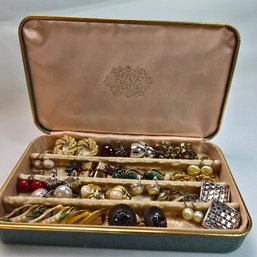 Vintage Earrings Lot Nestled In A Vintage Farrington Jewelry Box