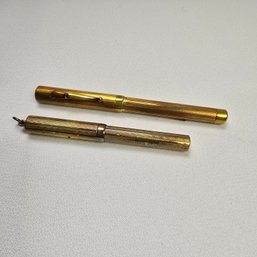 Pair Of Gold Fountain Pens, Schnell 14k Pen Nib And Waterman