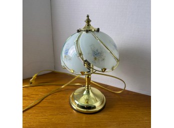 Vintage Brass & Glass Panel Touch Lamp (LR)