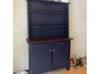 Navy Blue Farmhouse Style Wood Hutch (Kitchen)