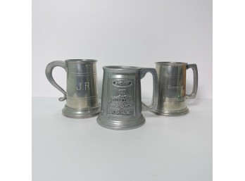 Trio Of Collectible Vintage Metal Mugs (BSMT)