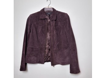 Women’s Purple Suede Moto Jacket By Alfani Petite, Size M (BSMT)