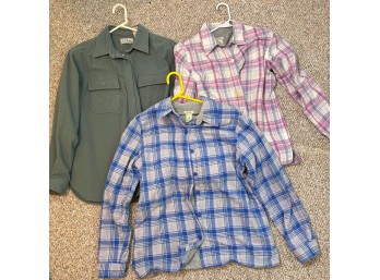 Three L.L. Bean Women’s Flannels/Button-Down Shirts (BSMT)