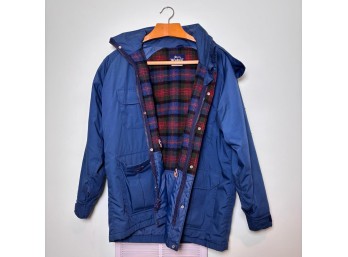 Vintage Blue Woolrich Parka With Flannel Lining And Thinsulate Insulation, Size L (BSMT)