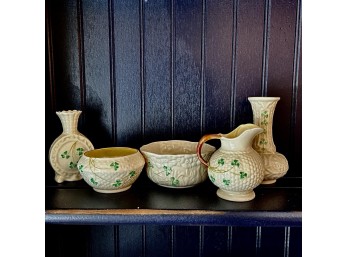 Belleek Pottery Shamrock Pottery Lot (Kitchen)