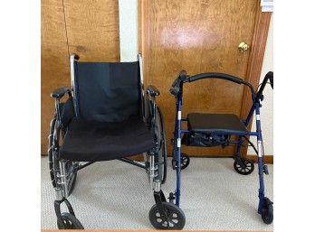 Invacare Tracer SX5 Wheelchair And A Medline Lightweight Folding Rollator Walker (LR)