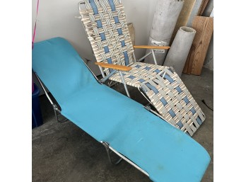 Two Vintage Aluminum Tri-Fold Lounge Chairs (Garage2)