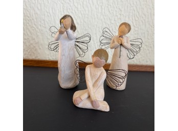 Trio Of Willow Tree Figurines, Angel Of Hope, Loving Angel And Serenity (LR)