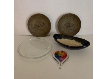 Mixed Lot Of Coasters, Candle Holder And Small Pier One Trinket Dish (LR)