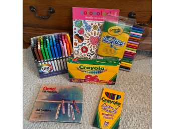 Mixed Coloring Crayons, Book And Magic Markers (Office)