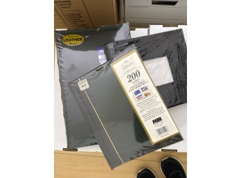 Lot of 3 New in Package Photo Albums, One Leather Case