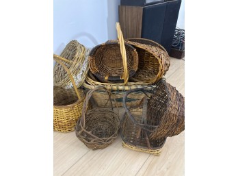 Large Lot of 13 Baskets: Hand Made, Twig and Handled Styles