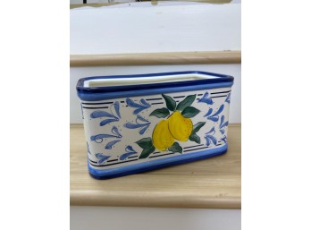 Seattle USA Inspirado Stonelite Hand-Painted Lemon Rectangular Ceramic Planter