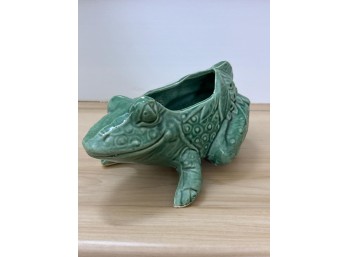 Vintage McCoy Green Glazed Ceramic Frog Planter