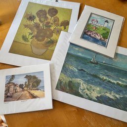 4 Unframed Wall Art Pieces - 2 Van Gogh And Nubble Light, Barbabos Both Signed (DR)