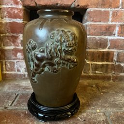 Antique Japanese Foo Dog Vase With Stand (DR)