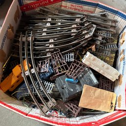 Lot Of Vintage Train Tracks, Train Cars, And Other Train Pieces (Basement 1)