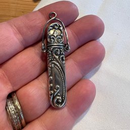 Antique Sterling Silver Needle Case Pendant