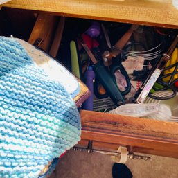 Drawer Full Of Misc. Kitchen Utensils And Pot Holders (Kitchen)