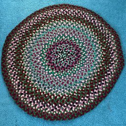 Vintage Handmade Braided  Rug - Brown, Pink, Green (BlueBR)