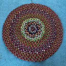 Vintage Handmade Braided Rug - Red, Brown,  Yellow (BlueBR)