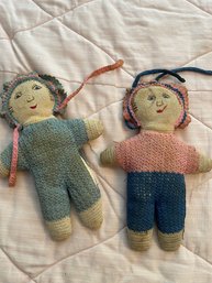 Pair Of Vintage Primitive Crochet Dolls (BlueBR)