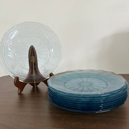 Vintage Blue Glass Plates (garage)